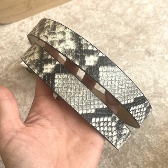 Brand New Michael Kors Genuine Leather Snakeskin Print Belt Sparkly Logo Buckle main image 10